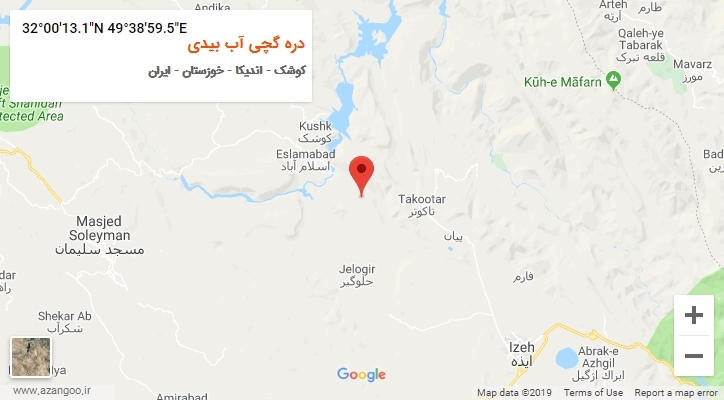 روستای دره گچی آب بیدی بر روی نقشه