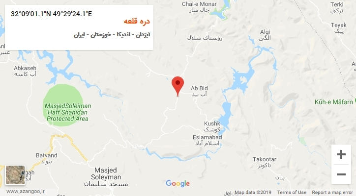 روستای دره قلعه بر روی نقشه