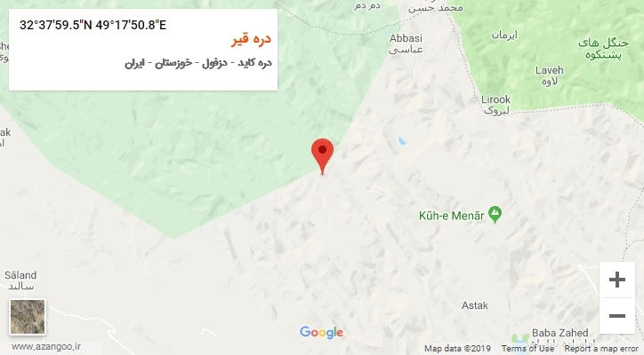 روستای دره قیر بر روی نقشه