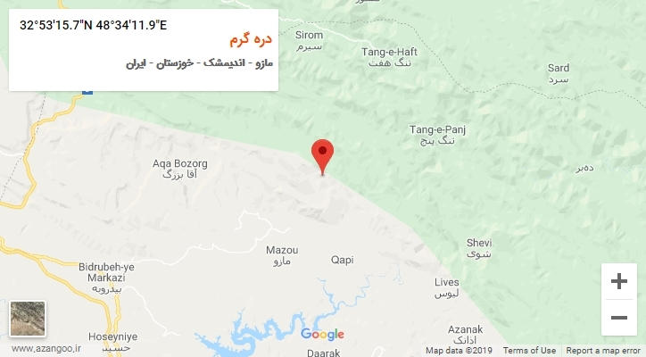 روستای دره گرم بر روی نقشه