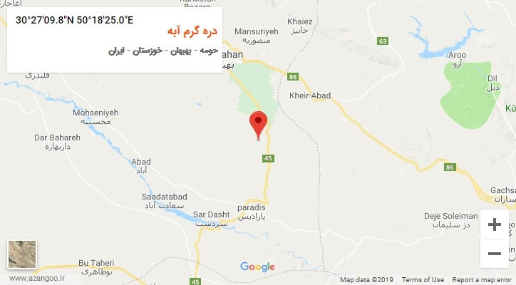 روستای دره گرم آبه بر روی نقشه