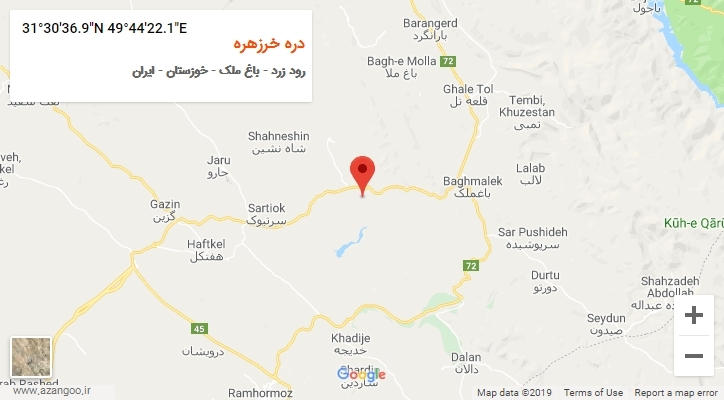 روستای دره خرزهره بر روی نقشه