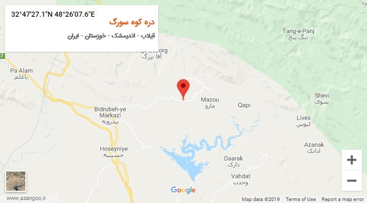 روستای دره کوه سورگ بر روی نقشه