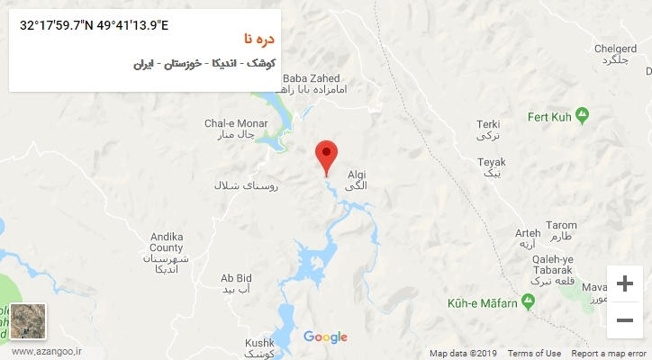 روستای دره نا بر روی نقشه