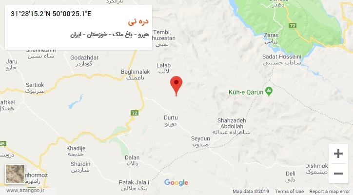 روستای دره نی بر روی نقشه