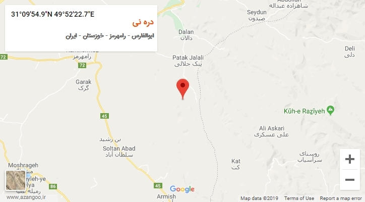 روستای دره نی بر روی نقشه