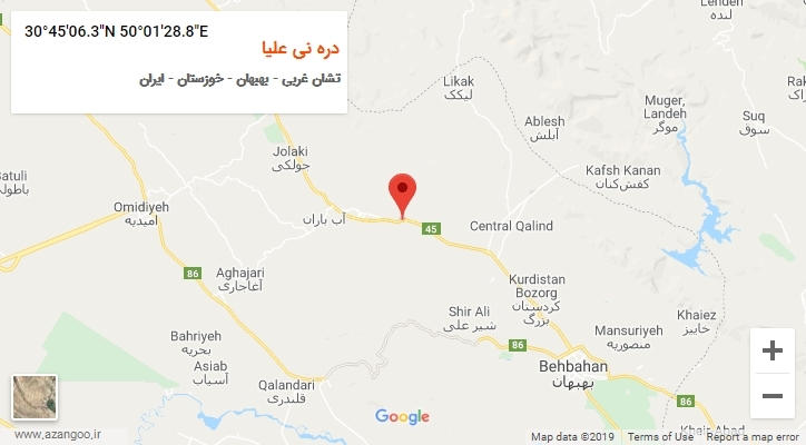 روستای دره نی علیا بر روی نقشه