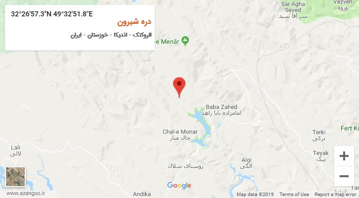 روستای دره شیرون بر روی نقشه