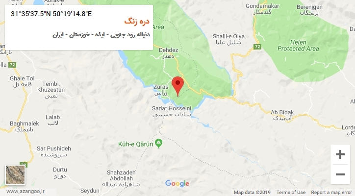 روستای دره زنگ بر روی نقشه