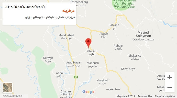 روستای درخزینه بر روی نقشه