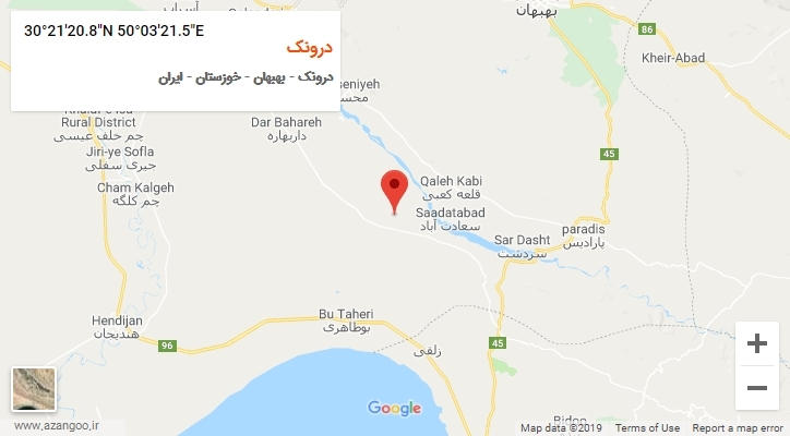 روستای درونک بر روی نقشه