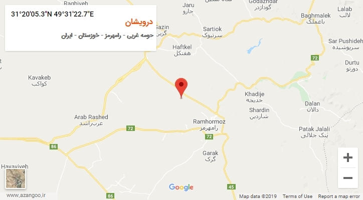 روستای درویشان بر روی نقشه