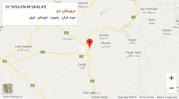 روستای درویشان دو بر روی نقشه