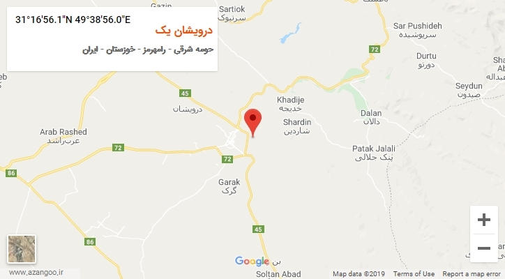 روستای درویشان یک بر روی نقشه