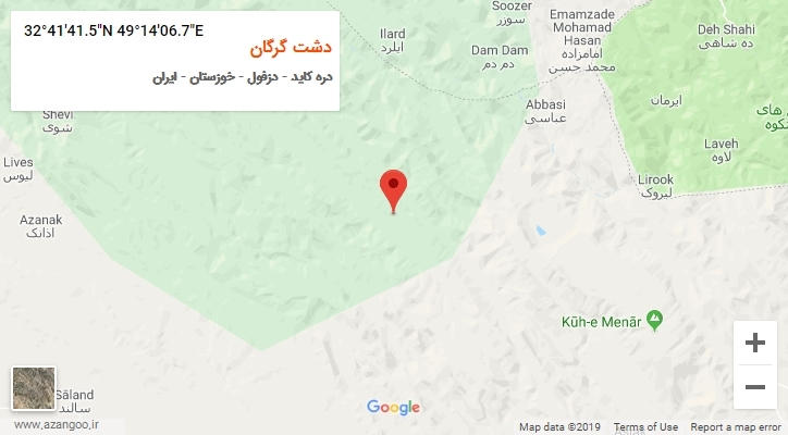 روستای دشت گرگان بر روی نقشه