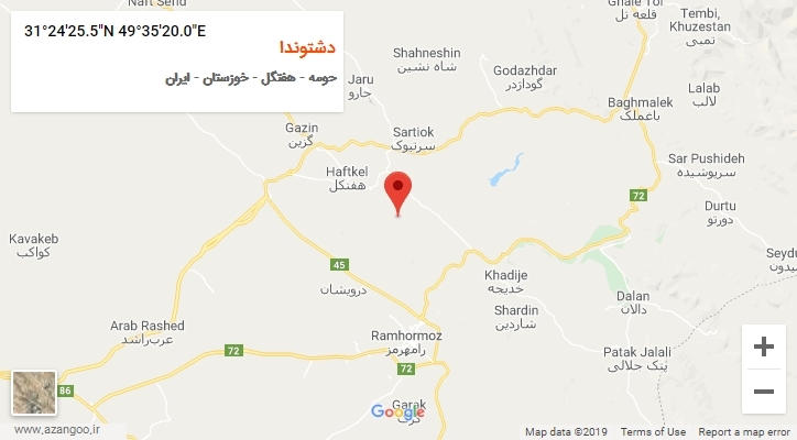 روستای دشتوندا بر روی نقشه