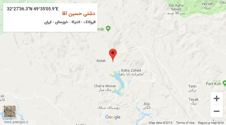 روستای دشتی حسین آقا بر روی نقشه