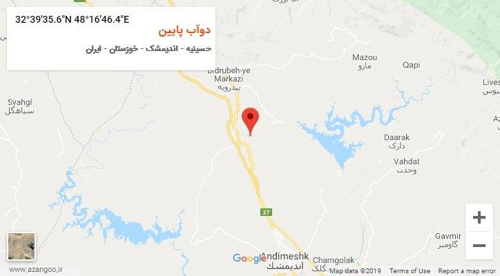 روستای دوآب پایین بر روی نقشه