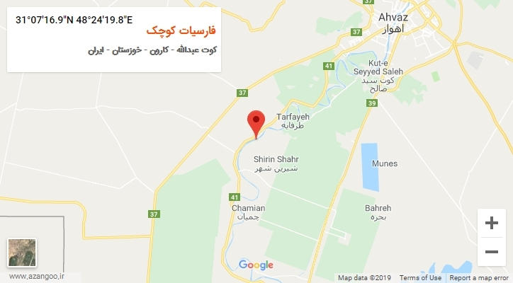 روستای فارسیات کوچک بر روی نقشه