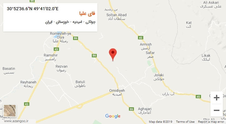 روستای فای علیا بر روی نقشه