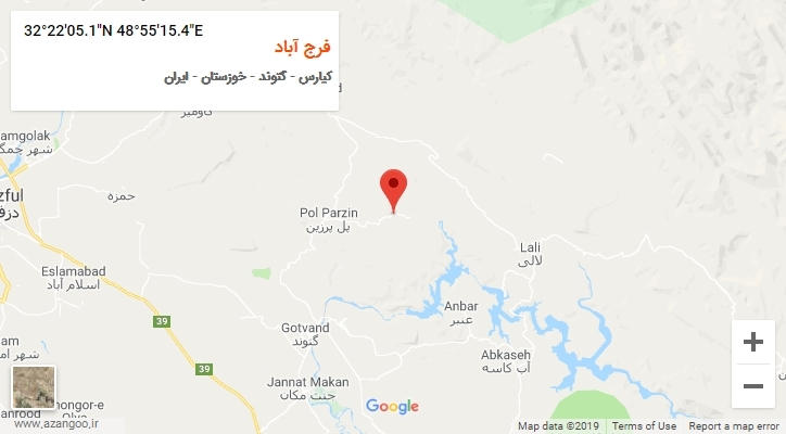 روستای فرج آباد بر روی نقشه