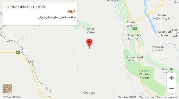 روستای فریح بر روی نقشه