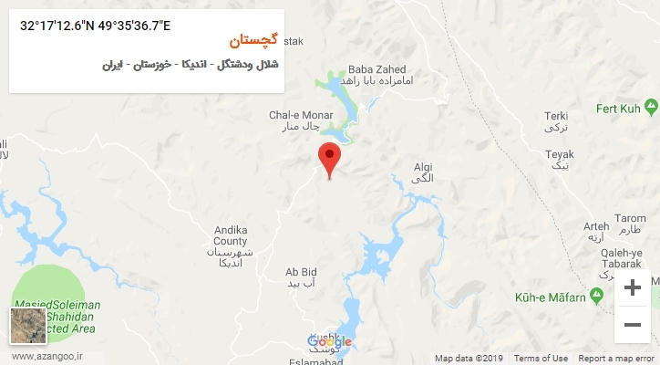 روستای گچستان بر روی نقشه