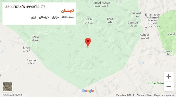 روستای گچستان بر روی نقشه