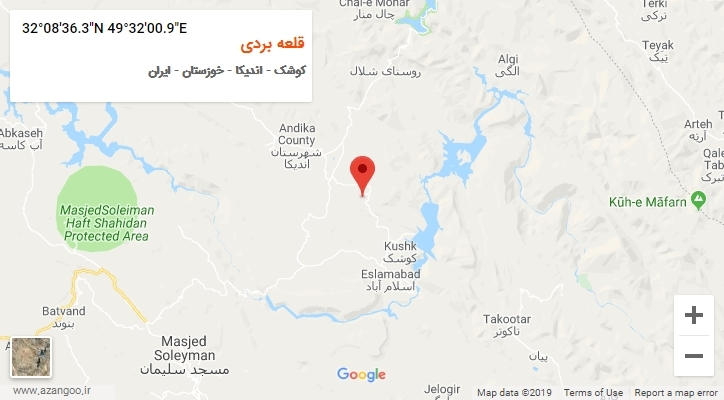 روستای قلعه بردی بر روی نقشه