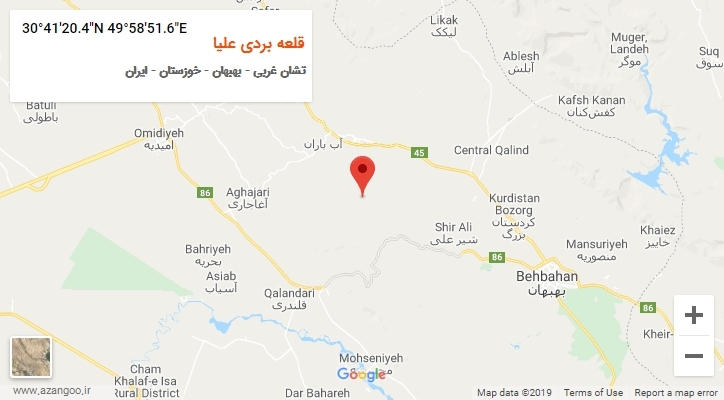 روستای قلعه بردی علیا بر روی نقشه