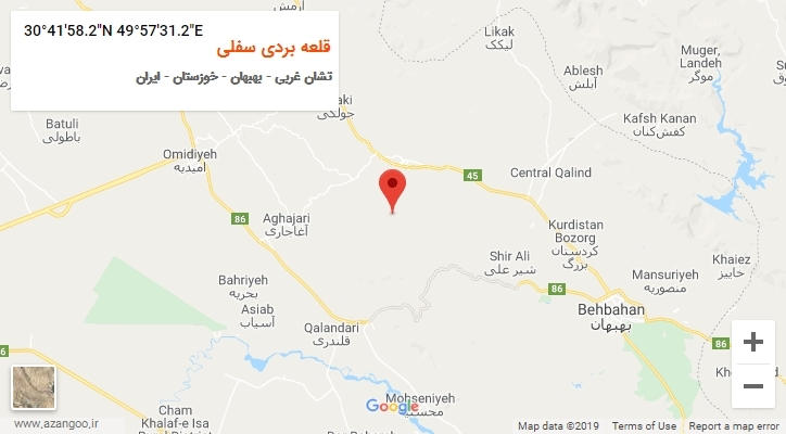 روستای قلعه بردی سفلی بر روی نقشه