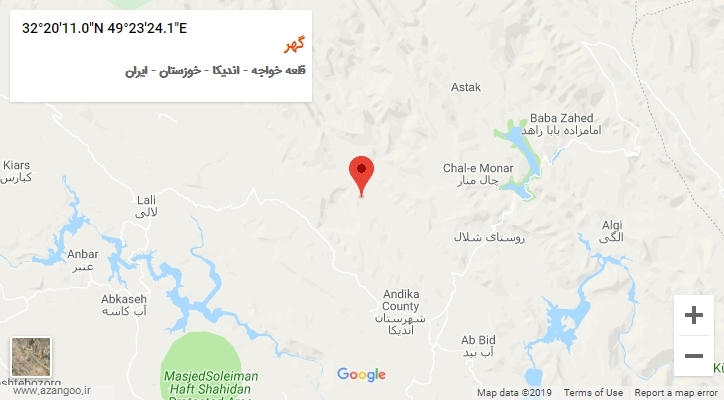 روستای گهر بر روی نقشه