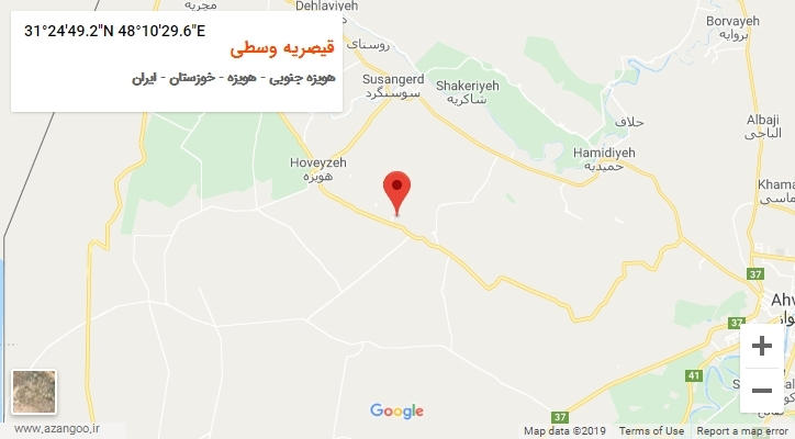 روستای قیصریه وسطی بر روی نقشه