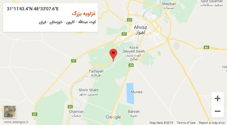روستای غزاویه بزرگ بر روی نقشه