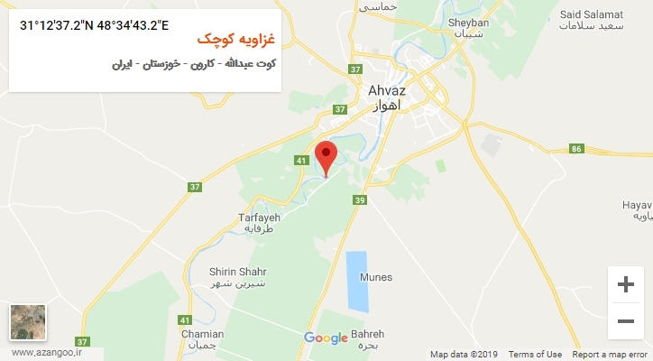 روستای غزاویه کوچک بر روی نقشه