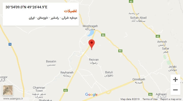 روستای غضیلات بر روی نقشه