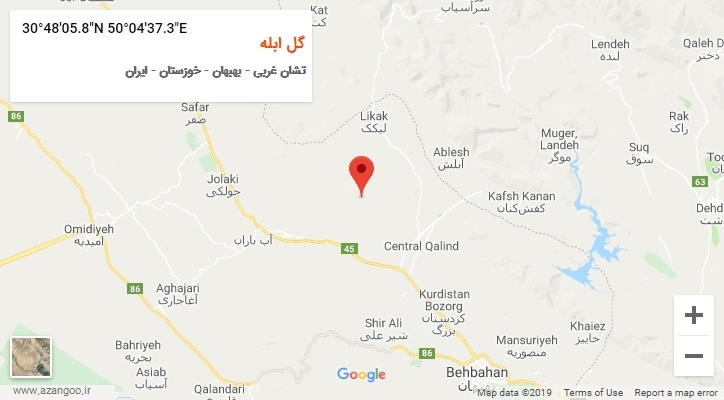 روستای گل ابله بر روی نقشه