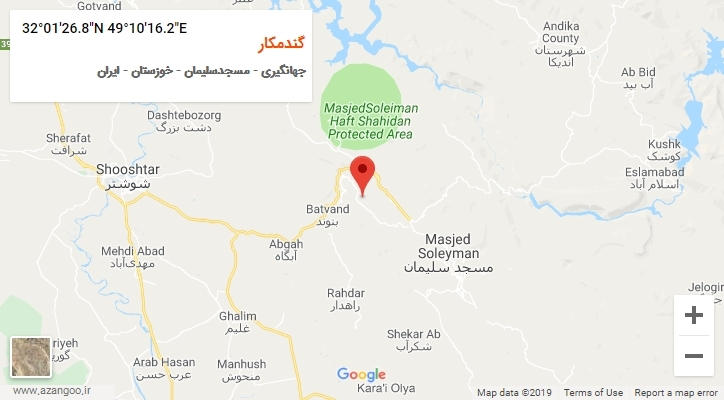 روستای گندمکار بر روی نقشه