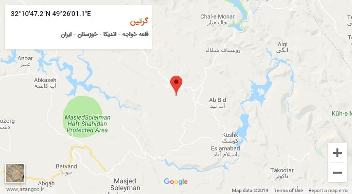 روستای گرتین بر روی نقشه