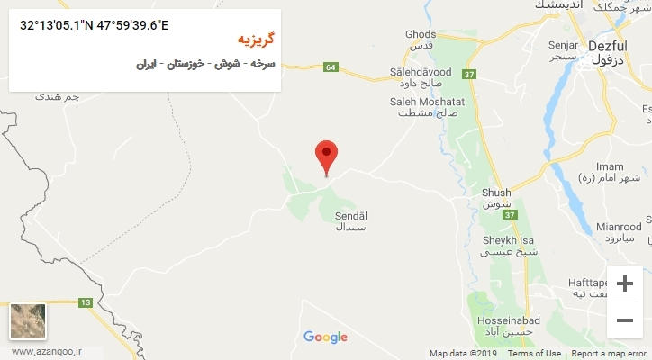 روستای گریزیه بر روی نقشه