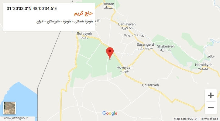 روستای حاج کریم بر روی نقشه