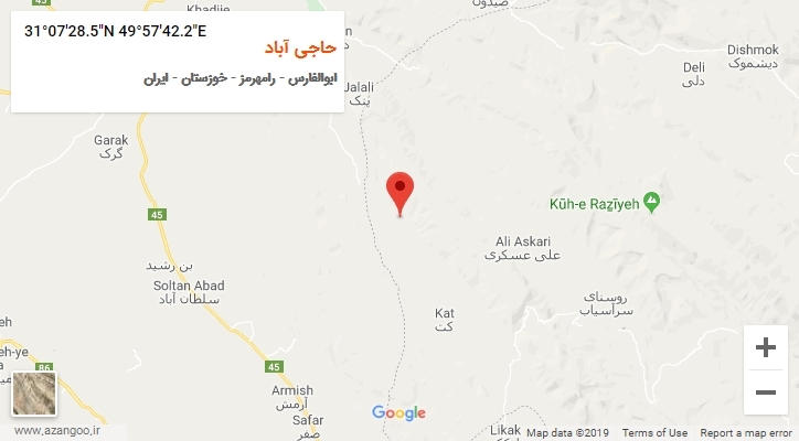 روستای حاجی آباد بر روی نقشه