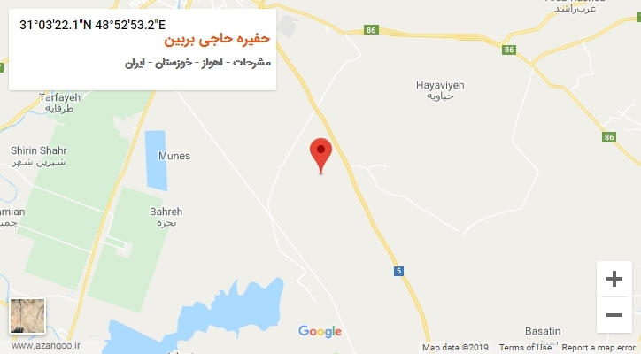 روستای حفیره حاجی بربین بر روی نقشه