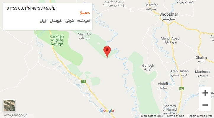 روستای حمیلا بر روی نقشه