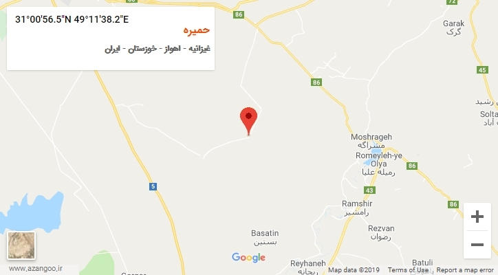 روستای حمیره بر روی نقشه