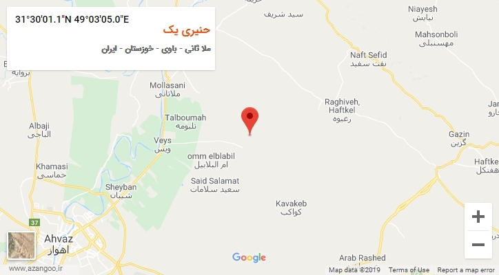 روستای حنیری یک بر روی نقشه