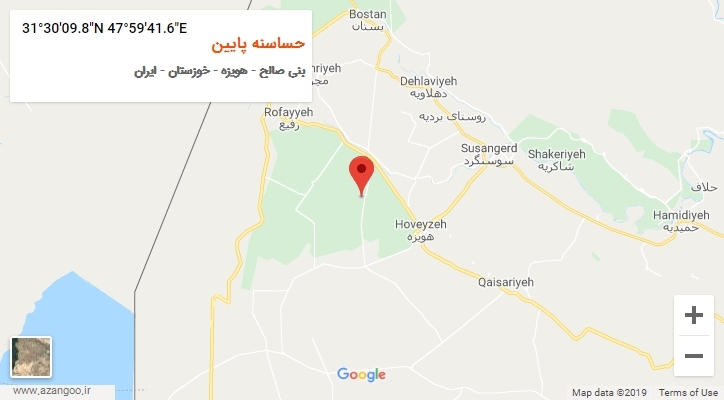 روستای حساسنه پایین بر روی نقشه