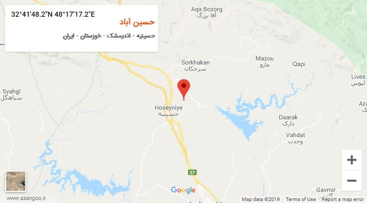 روستای حسین آباد بر روی نقشه