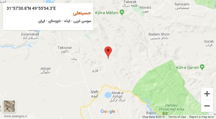 روستای حسینعلی بر روی نقشه