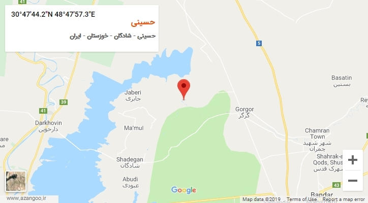 روستای حسینی بر روی نقشه